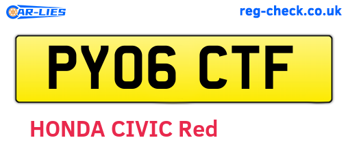 PY06CTF are the vehicle registration plates.