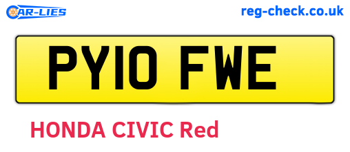 PY10FWE are the vehicle registration plates.