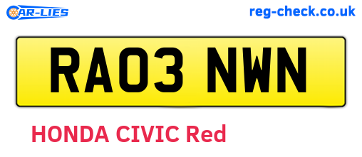 RA03NWN are the vehicle registration plates.
