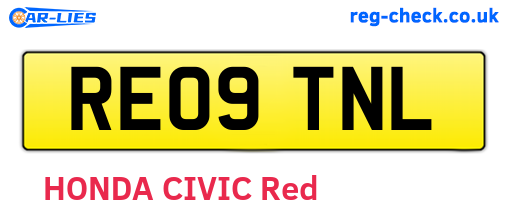 RE09TNL are the vehicle registration plates.