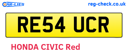 RE54UCR are the vehicle registration plates.