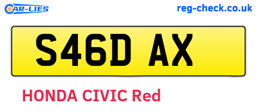 S46DAX are the vehicle registration plates.