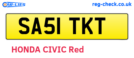 SA51TKT are the vehicle registration plates.