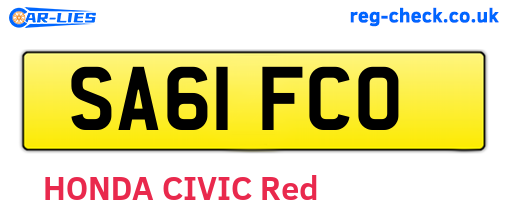 SA61FCO are the vehicle registration plates.