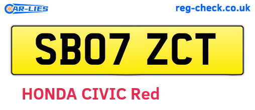 SB07ZCT are the vehicle registration plates.