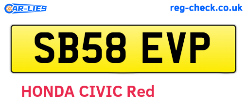 SB58EVP are the vehicle registration plates.