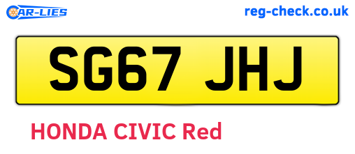 SG67JHJ are the vehicle registration plates.