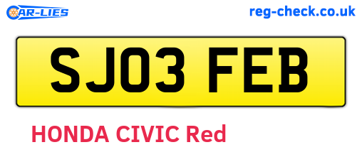 SJ03FEB are the vehicle registration plates.