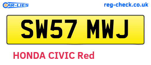 SW57MWJ are the vehicle registration plates.