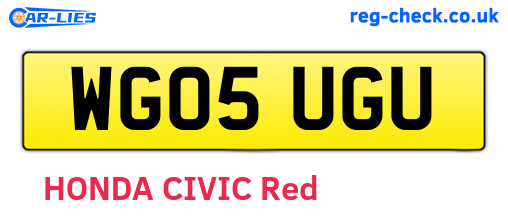 WG05UGU are the vehicle registration plates.
