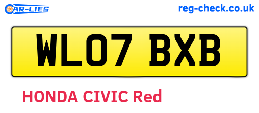 WL07BXB are the vehicle registration plates.