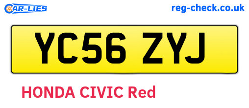 YC56ZYJ are the vehicle registration plates.