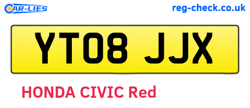 YT08JJX are the vehicle registration plates.