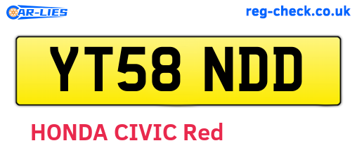 YT58NDD are the vehicle registration plates.