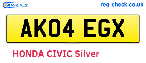AK04EGX are the vehicle registration plates.
