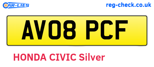 AV08PCF are the vehicle registration plates.