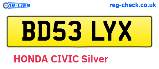 BD53LYX are the vehicle registration plates.