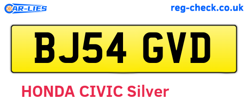 BJ54GVD are the vehicle registration plates.