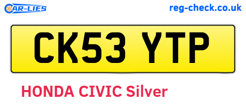 CK53YTP are the vehicle registration plates.