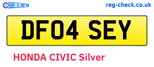 DF04SEY are the vehicle registration plates.