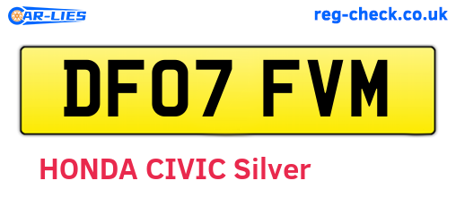 DF07FVM are the vehicle registration plates.