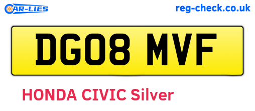 DG08MVF are the vehicle registration plates.