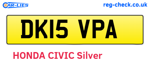 DK15VPA are the vehicle registration plates.
