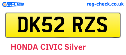 DK52RZS are the vehicle registration plates.