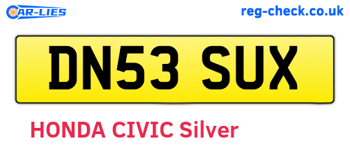 DN53SUX are the vehicle registration plates.