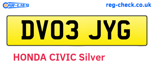 DV03JYG are the vehicle registration plates.