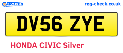 DV56ZYE are the vehicle registration plates.