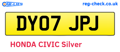 DY07JPJ are the vehicle registration plates.