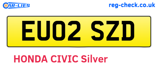 EU02SZD are the vehicle registration plates.