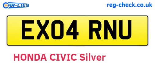 EX04RNU are the vehicle registration plates.