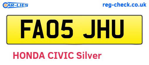 FA05JHU are the vehicle registration plates.