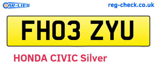 FH03ZYU are the vehicle registration plates.