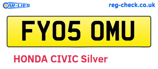 FY05OMU are the vehicle registration plates.