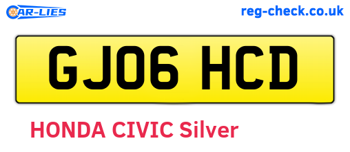 GJ06HCD are the vehicle registration plates.