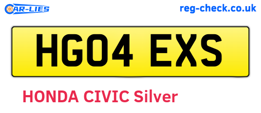 HG04EXS are the vehicle registration plates.