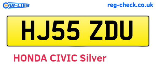 HJ55ZDU are the vehicle registration plates.