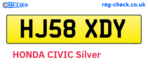 HJ58XDY are the vehicle registration plates.