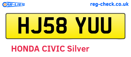 HJ58YUU are the vehicle registration plates.