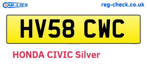 HV58CWC are the vehicle registration plates.