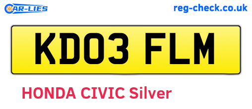 KD03FLM are the vehicle registration plates.