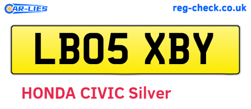 LB05XBY are the vehicle registration plates.