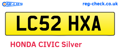 LC52HXA are the vehicle registration plates.
