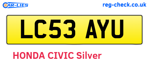 LC53AYU are the vehicle registration plates.