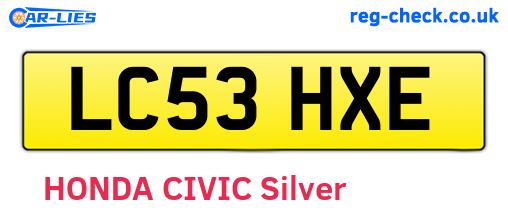 LC53HXE are the vehicle registration plates.