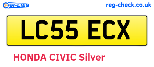 LC55ECX are the vehicle registration plates.