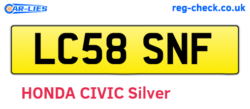 LC58SNF are the vehicle registration plates.